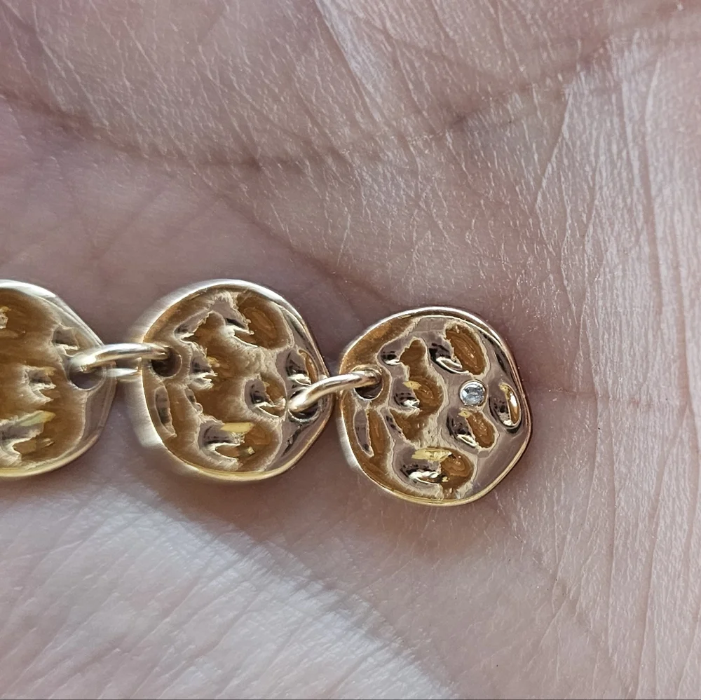 Designer Gold Round Texture Dangle Earrings - Picture 5 of 5